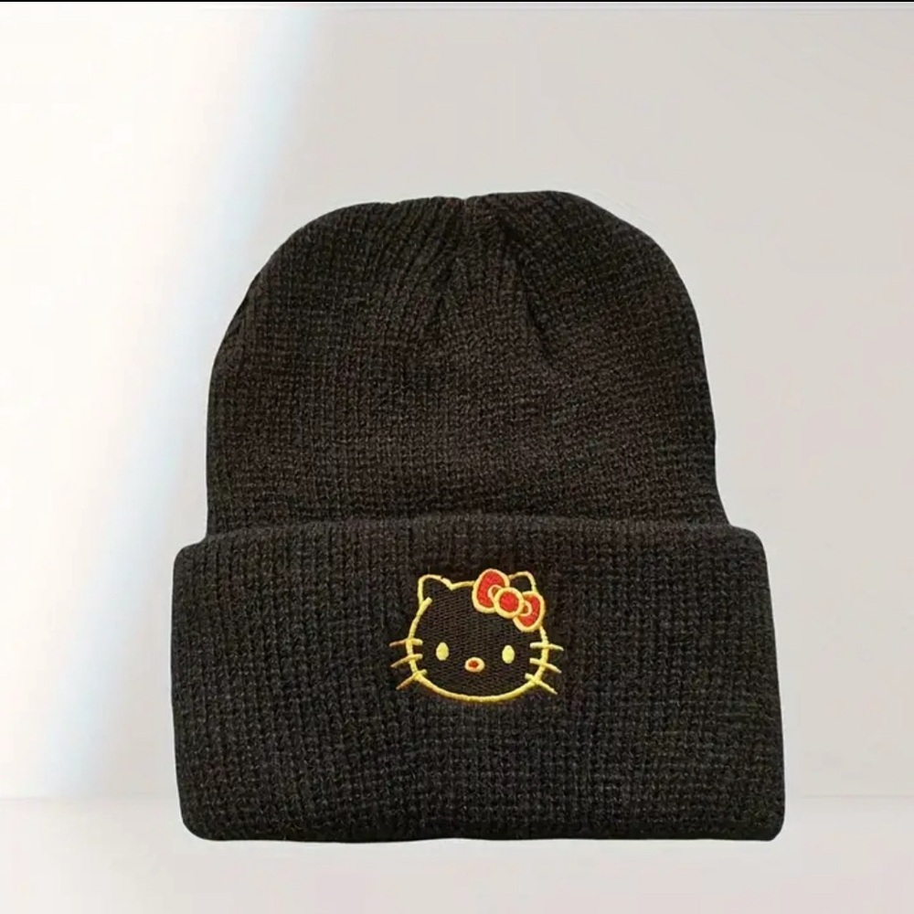 Hello Kitty Black Knit Beanie